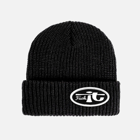 FUCKIT OVAL BLACK PATCH BEANIE