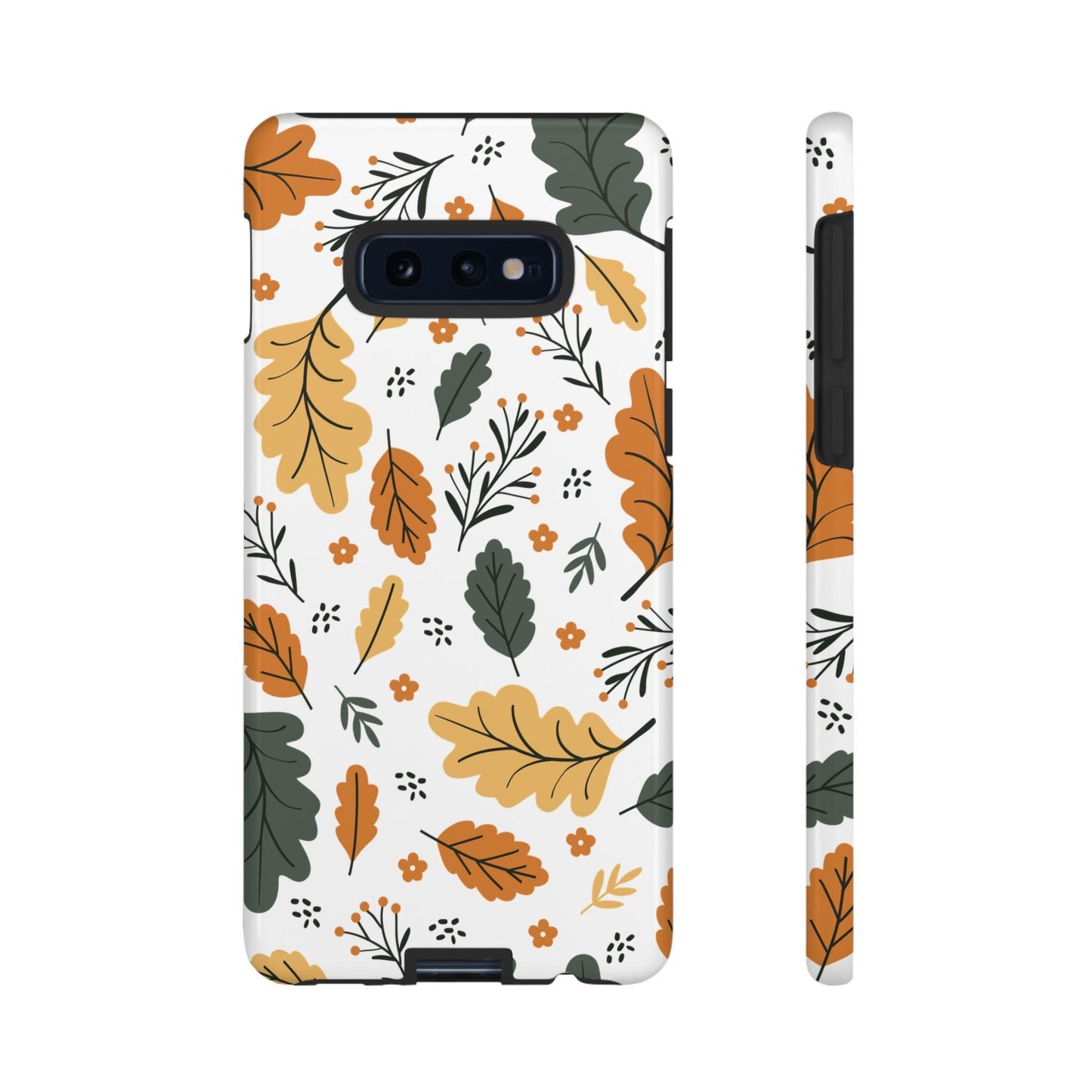 Samsung Tough Phone Case – Vintage Leaf and Flower Design, Durable Protection, Classic Aesthetic