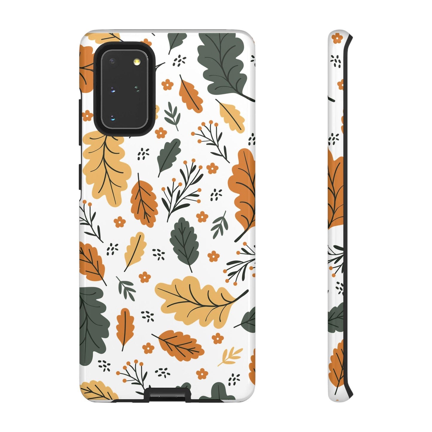 Samsung Tough Phone Case – Vintage Leaf and Flower Design, Durable Protection, Classic Aesthetic