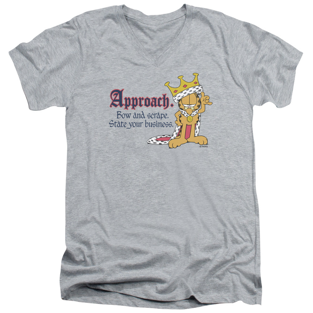 Garfield State Your Business Mens Slim Fit V-Neck T Shirt Athletic Heather