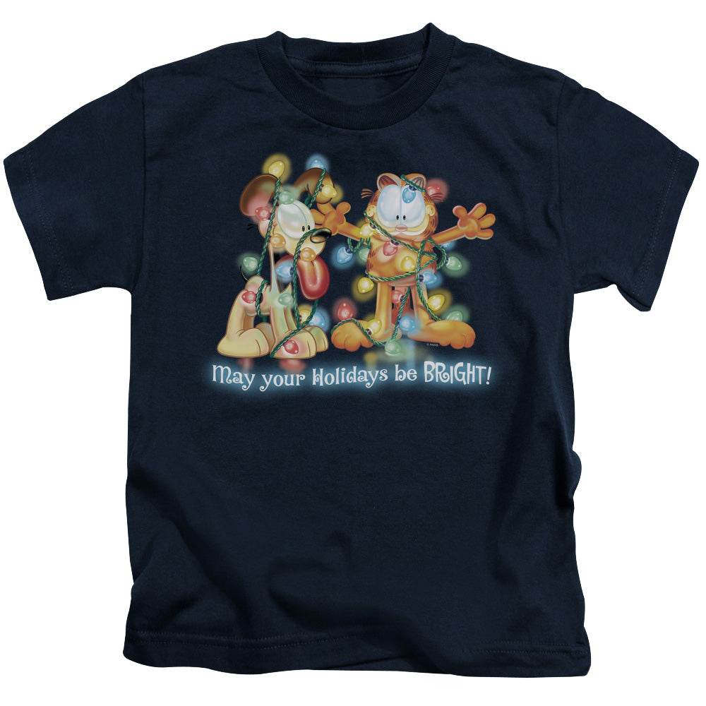 Garfield Bright Holidays Juvenile Kids Youth T Shirt Navy