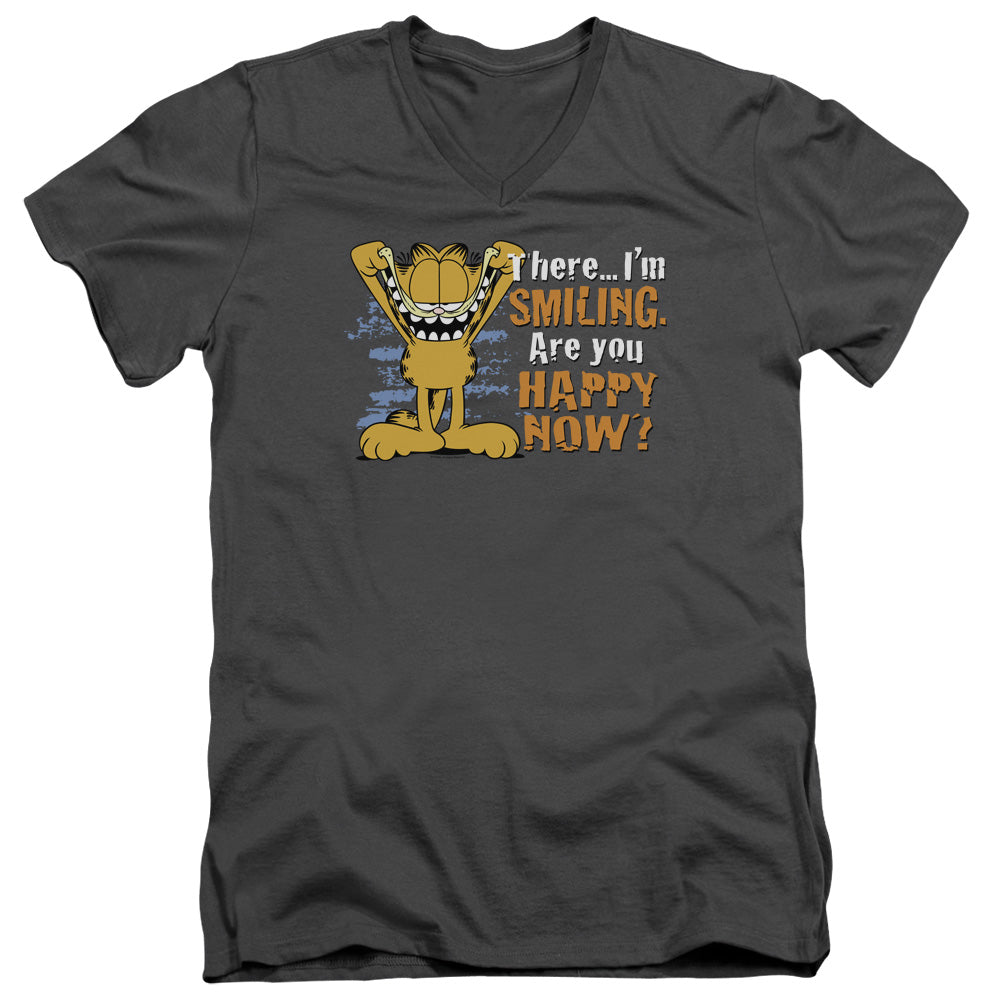 Garfield Iling Mens Slim Fit V-Neck T Shirt Charcoal