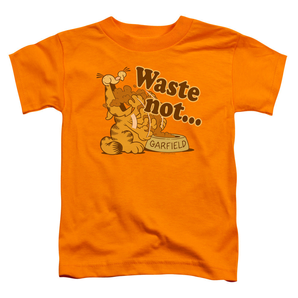 Garfield Waste Not Toddler Kids Youth T Shirt Orange