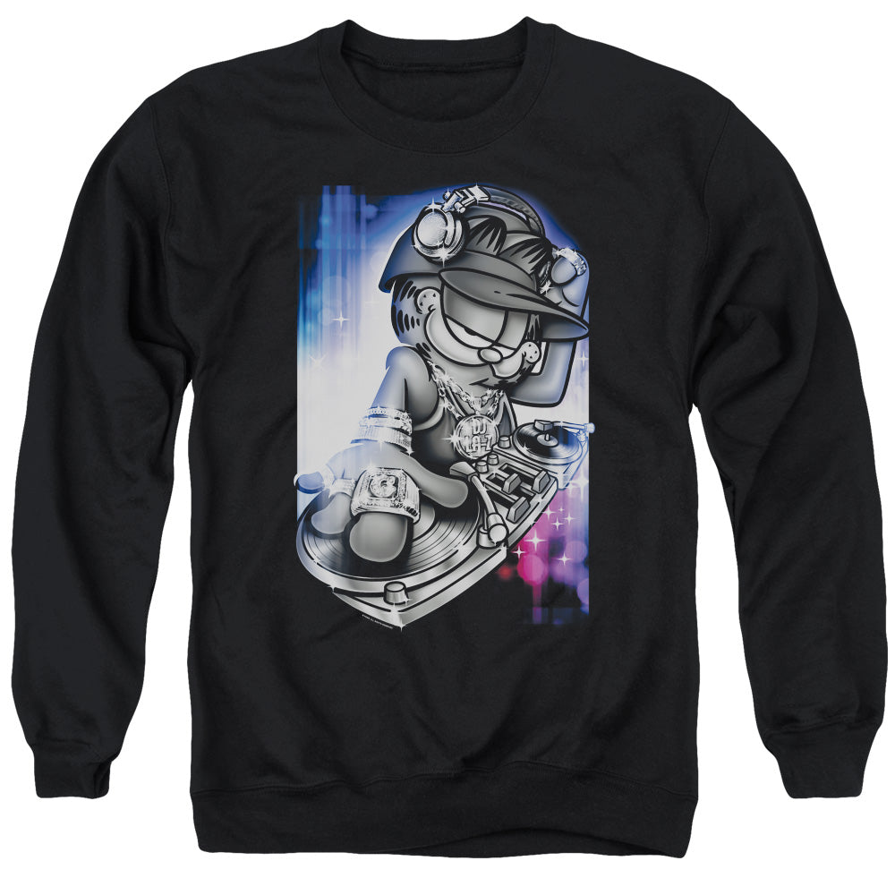 Garfield Dj Lazy Mens Crewneck Sweatshirt Black