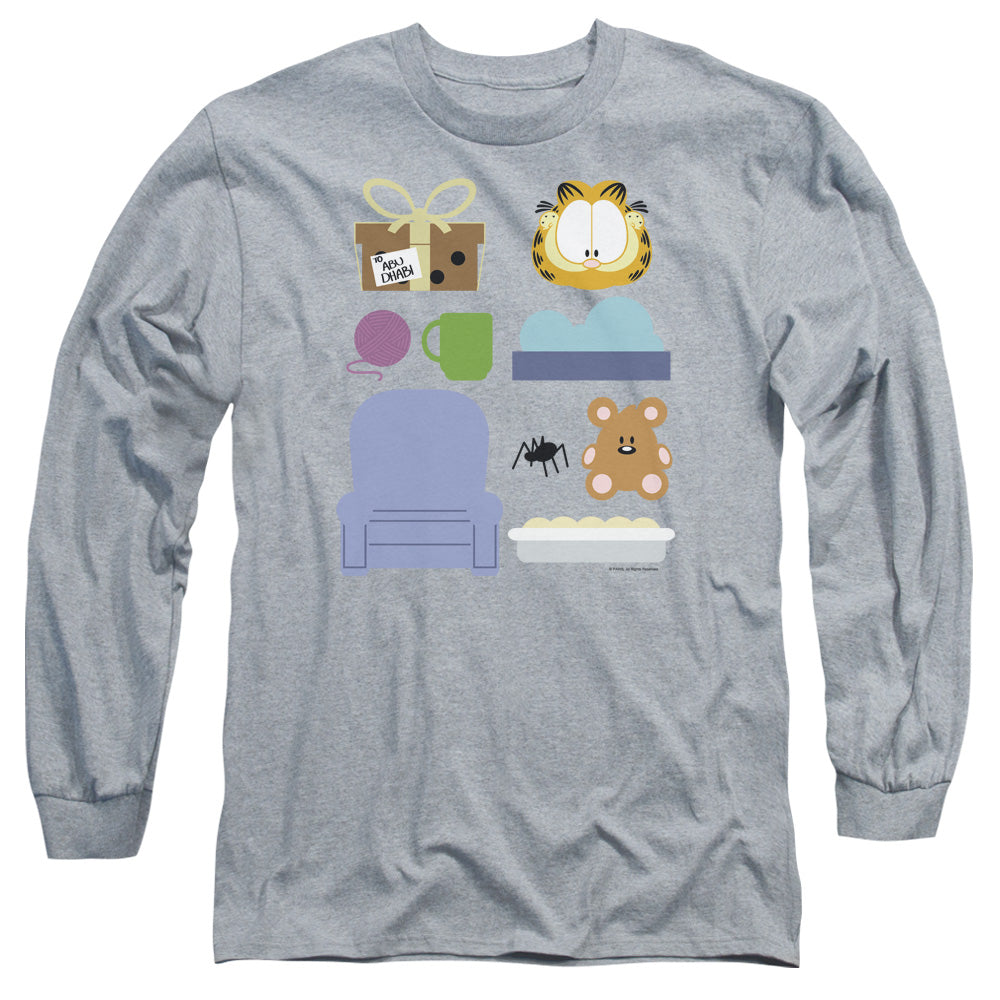 Garfield Gift Set Mens Long Sleeve Shirt Athletic Heather Officially Licensed