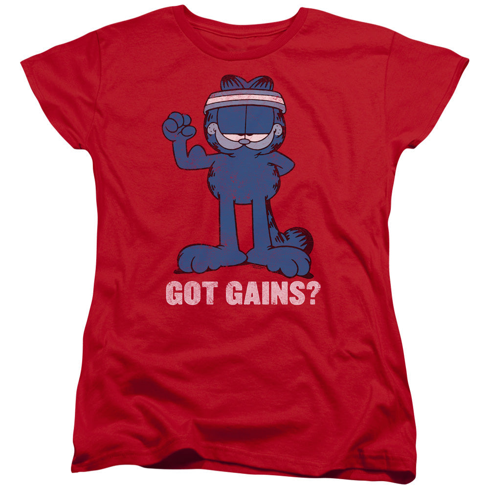 Garfield Got Gains Womens T Shirt Red
