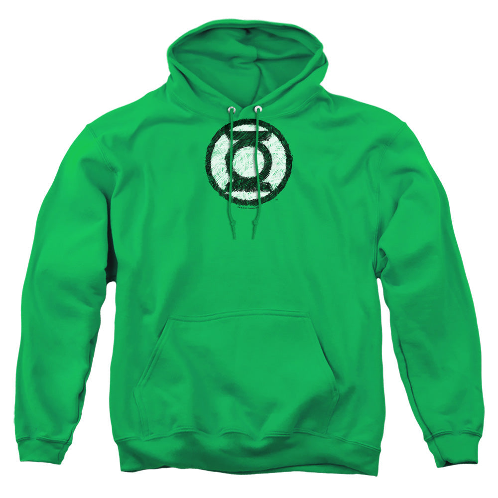 Green Lantern Scribble Lantern Logo Mens Hoodie Kelly Green Officially Licensed