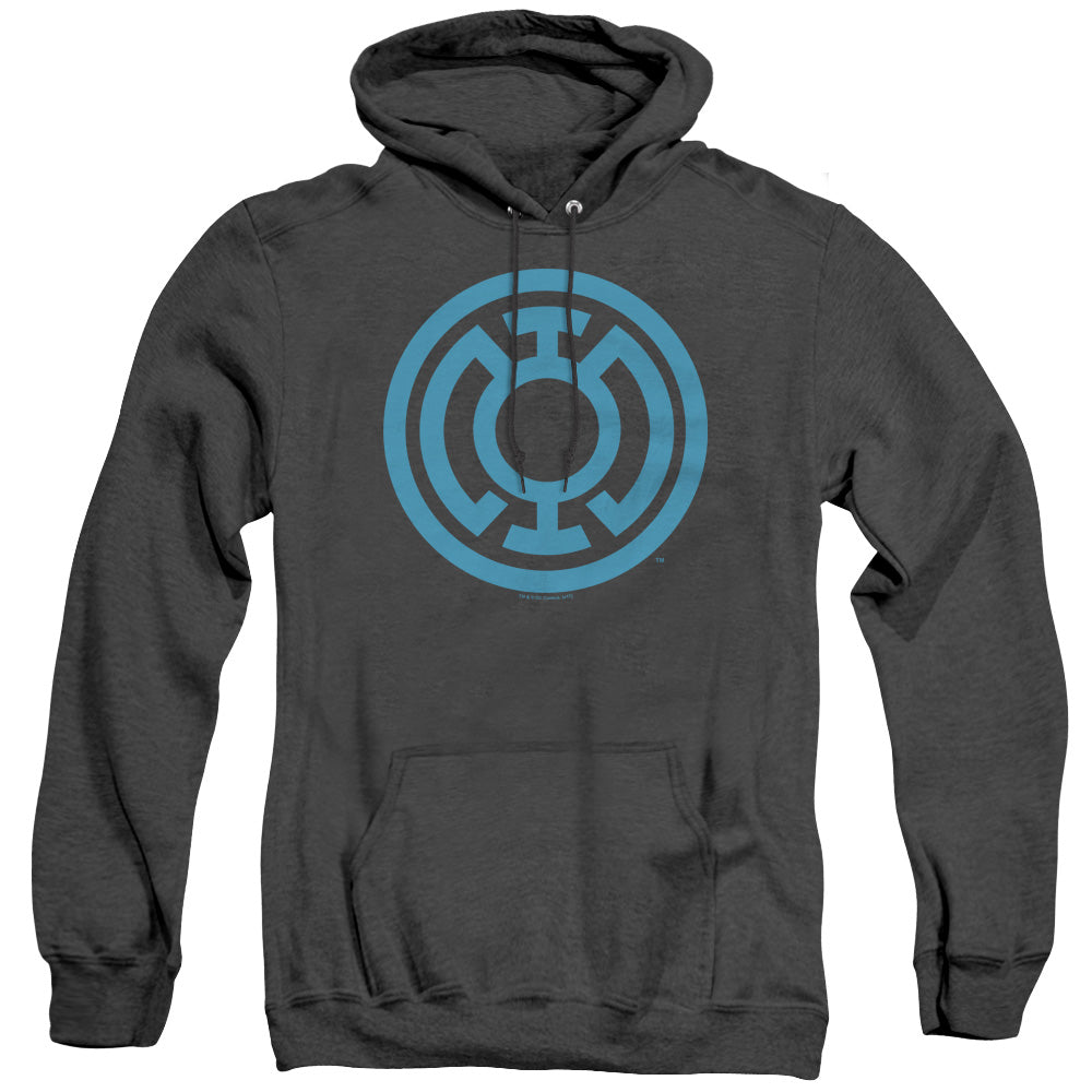 Green Lantern Lt Blue Emblem Mens Heather Hoodie Black Officially Licensed