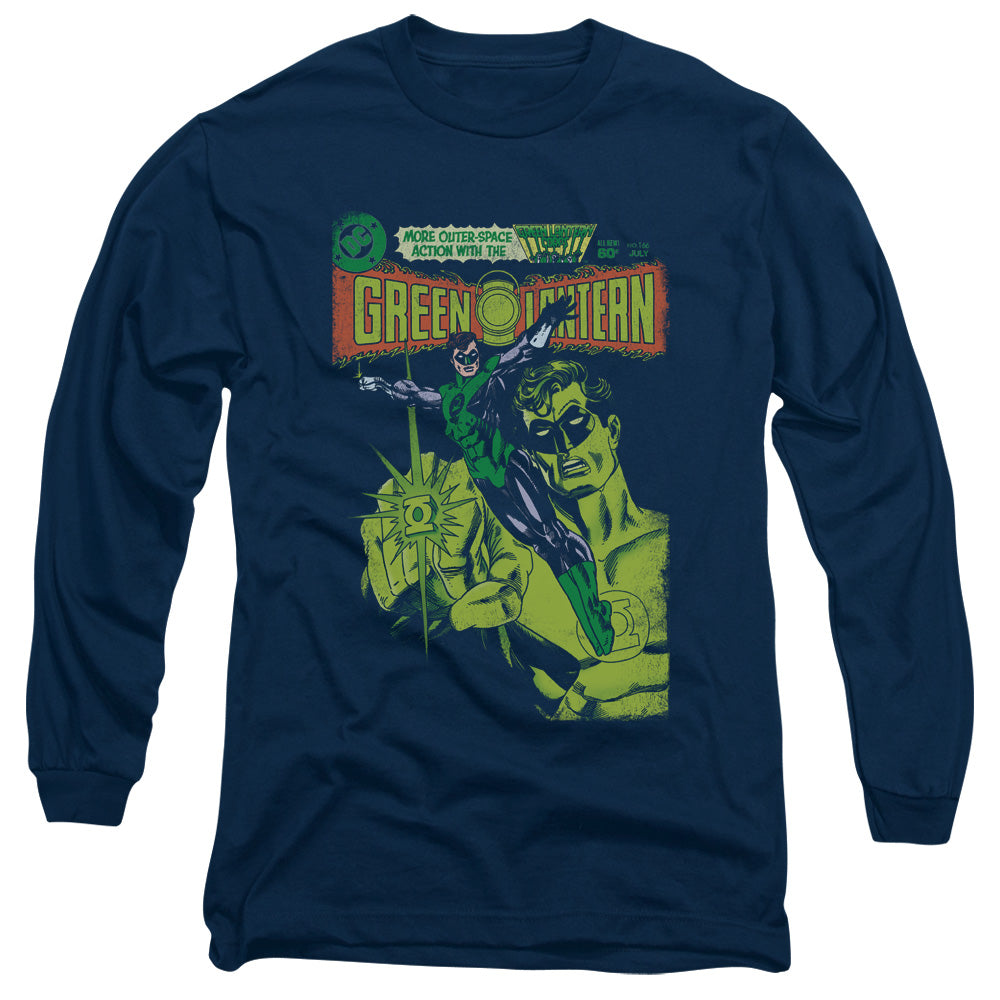 Green Lantern Vintage Cover Mens Long Sleeve Shirt Navy Officially Licensed