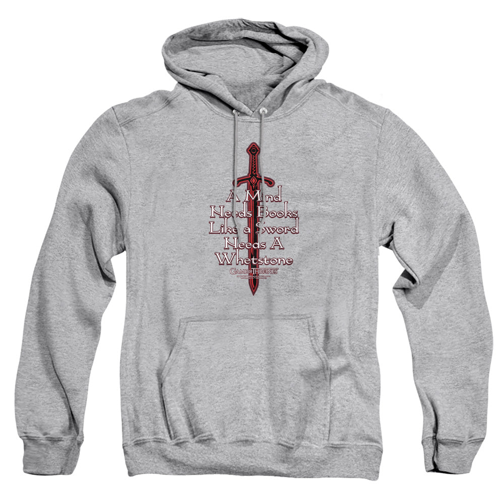 Game Of Thrones The Mind Needs Books Mens Hoodie Athletic Heather Officially Licensed