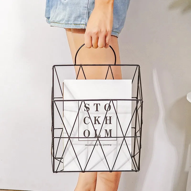 Wall Newspaper Magazine Racks Nordic Metal Iron Wall Hanging Holder Book Shelf Storage Organizer DIY Home Storage Decoration - THOOBO!