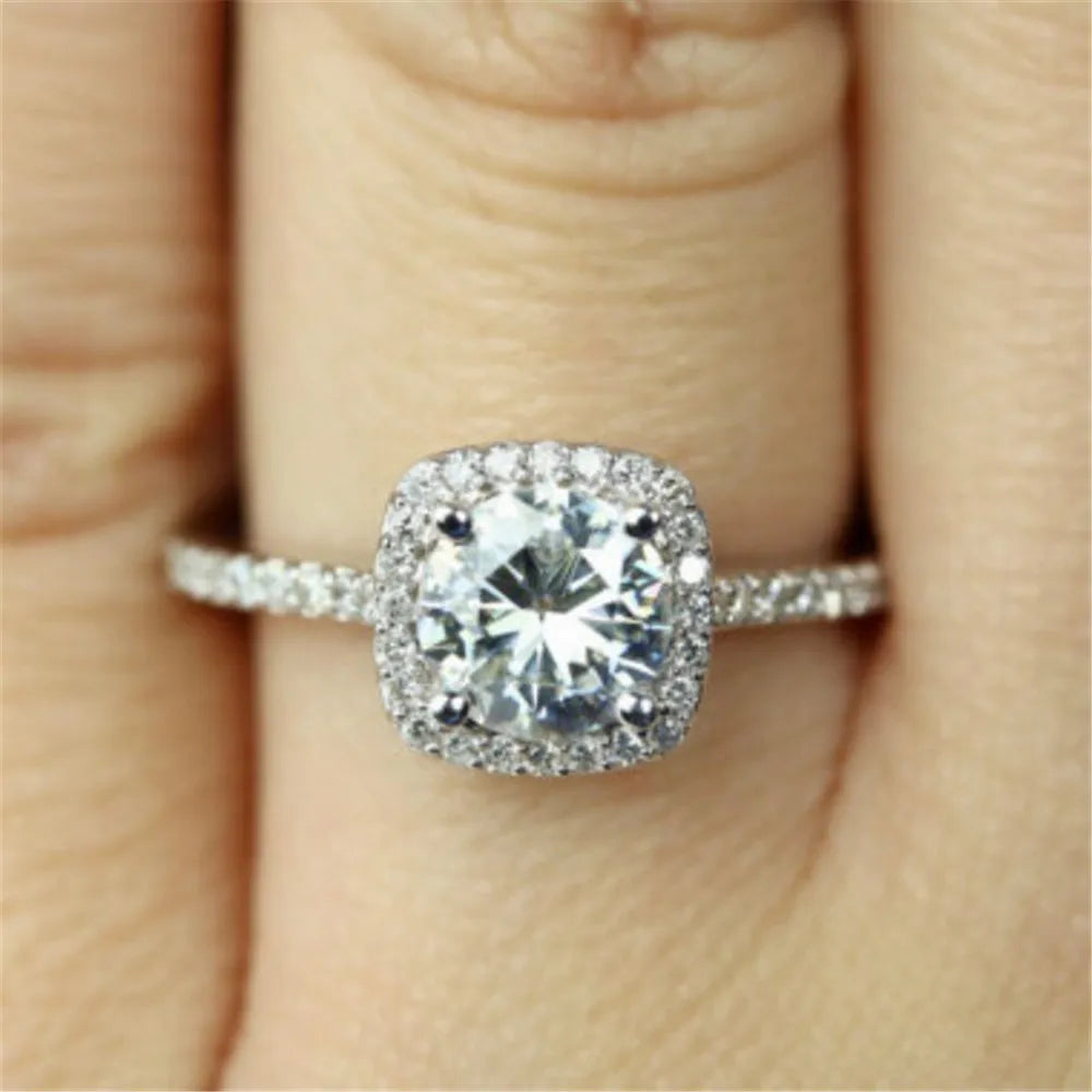 Radiance Royale – Full Crystal Luxury Engagement Ring with AAA White Zircon Brilliance - THOOBO!