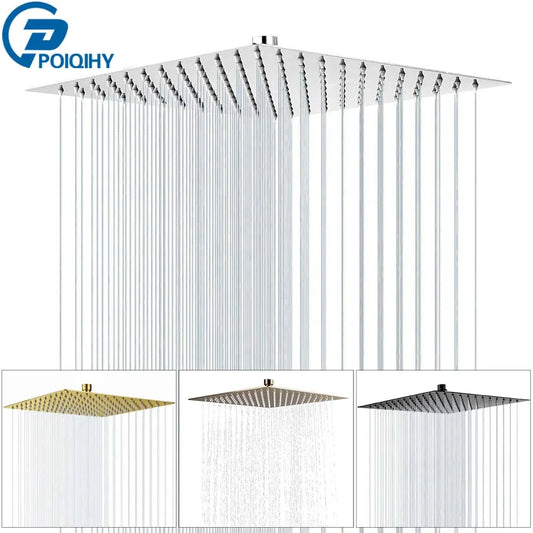 Golden Rain Deluxe – POIQIHY Ultra-Thin Chrome Shower Head 12” of Pure ‘I’m Never Leaving This Bathroom’ Bliss