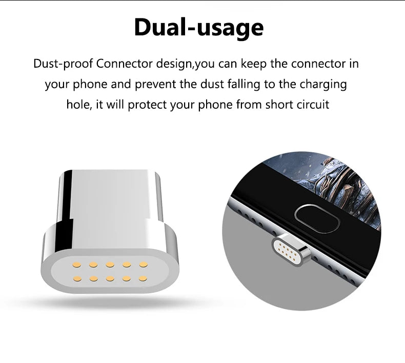 JianHan GlowCharge Type-C Magnetic Cable – 1M 3A Fast Charging USB-C Cord with LED Snap-On Power for Android Legends