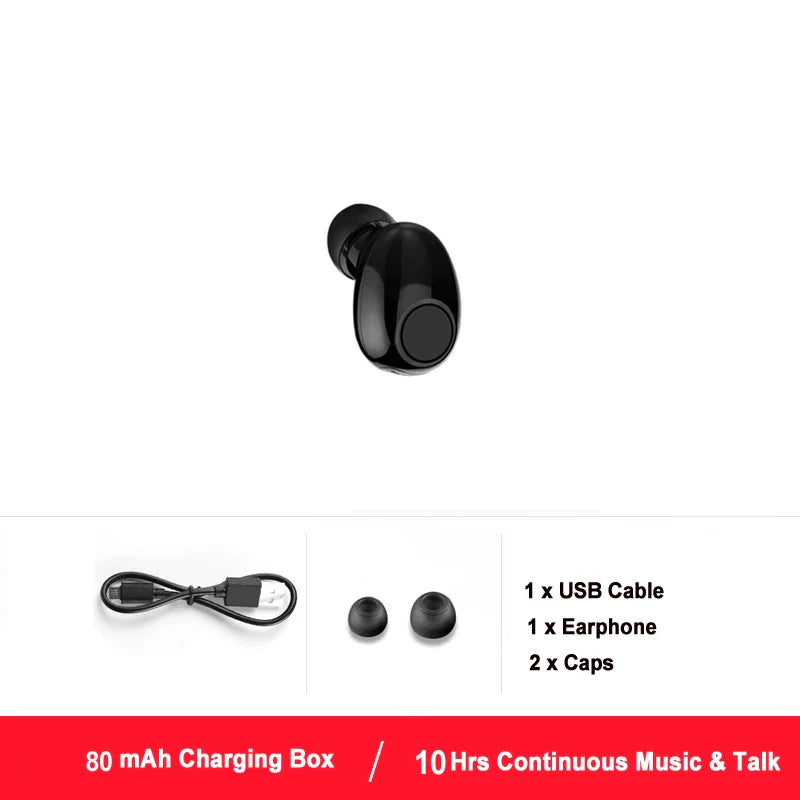 NVAHVA Mini Bluetooth Earphone 10 Hrs Working, Bluetooth Headset Wireless Earbud Earphone Hands-free For Phones Car TV PCSport