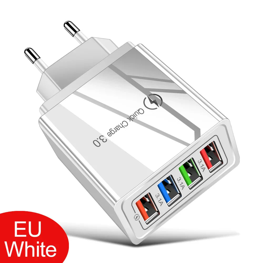 For iPhone 14 USB Charger Quick Charge 3.0 For Samsung Xiaomi mi Tablets Mobile Phone Charger Adapter EU/US Plug Fast Charging