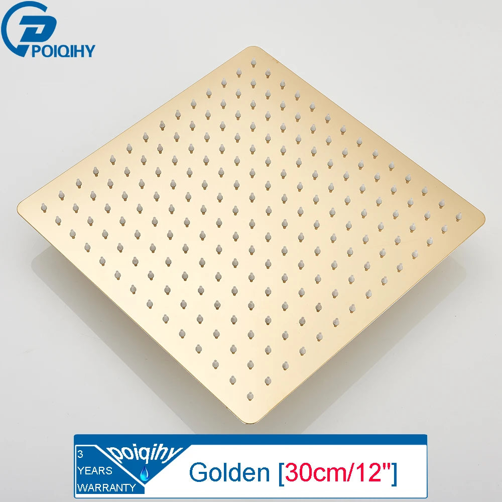 Golden Rain Deluxe – POIQIHY Ultra-Thin Chrome Shower Head 12” of Pure ‘I’m Never Leaving This Bathroom’ Bliss