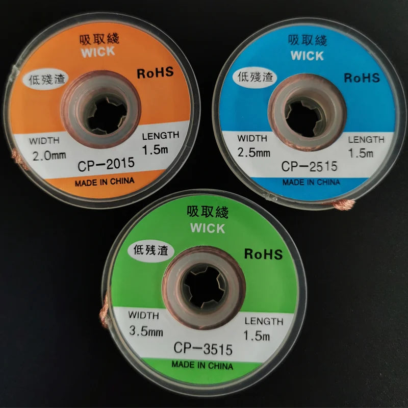 Tin Whisperer – 1PC Precision Desoldering Wick 1.5M (2.0mm / 3.5mm) Copper Solder Remover Wire Repair Tool