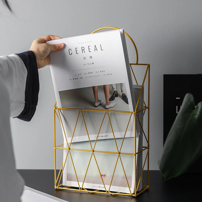 Wall Newspaper Magazine Racks Nordic Metal Iron Wall Hanging Holder Book Shelf Storage Organizer DIY Home Storage Decoration - THOOBO!