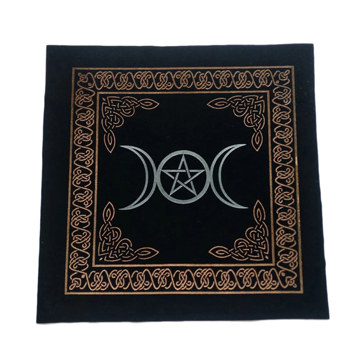 MysticMoon 50x50cm Triple Moon Tarot Cloth – Velvet Witchcraft Altar Pad for Cards, Runes & Rituals - THOOBO!