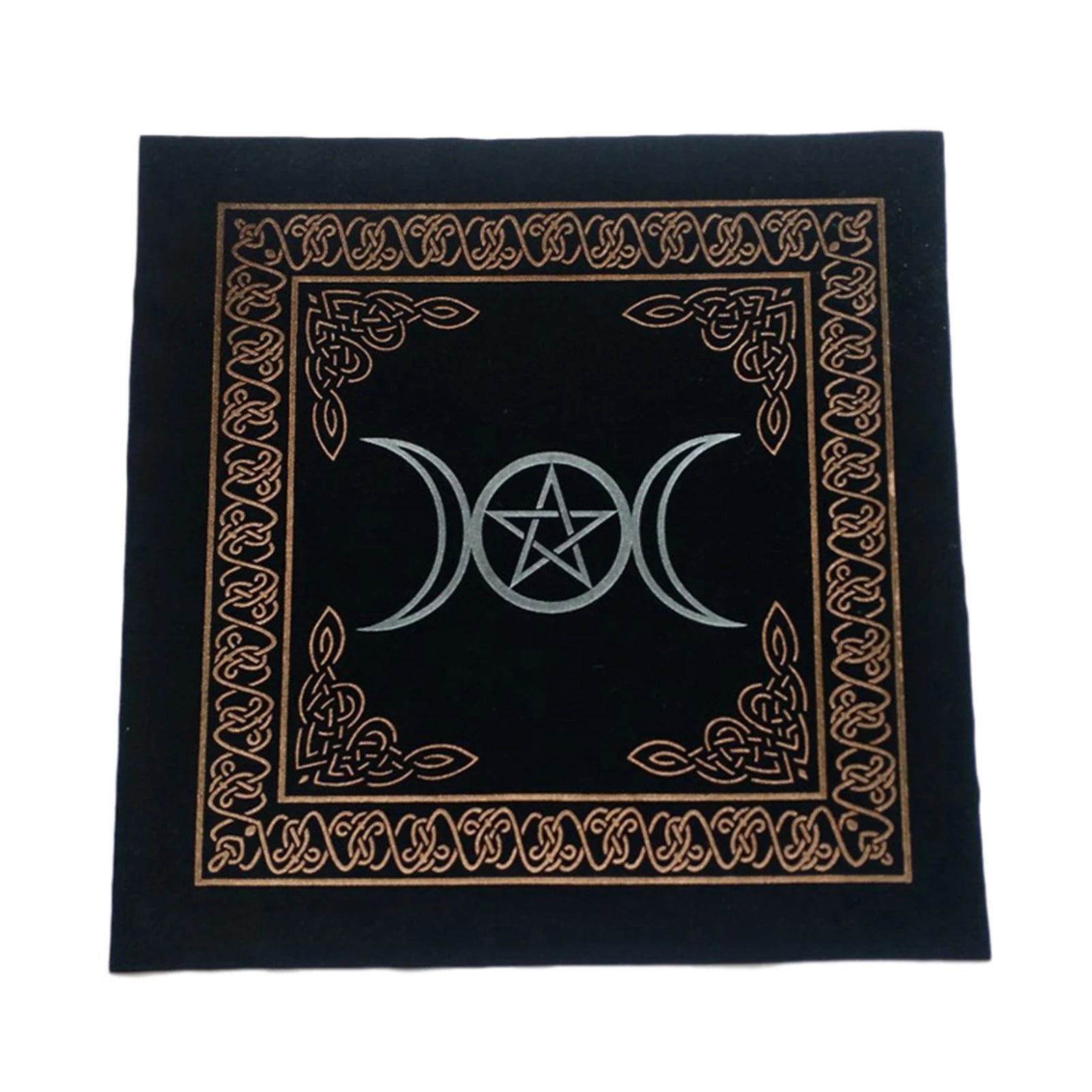 MysticMoon 50x50cm Triple Moon Tarot Cloth – Velvet Witchcraft Altar Pad for Cards, Runes & Rituals - THOOBO!