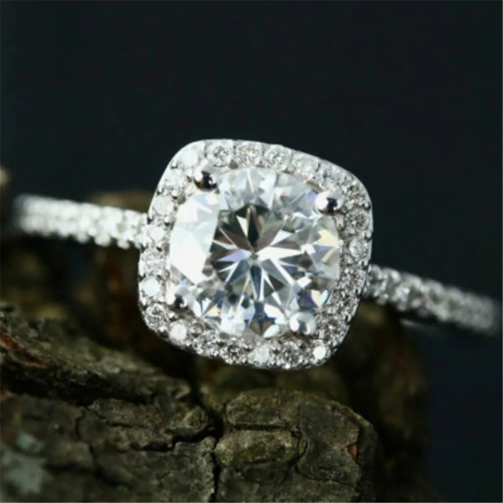 Radiance Royale – Full Crystal Luxury Engagement Ring with AAA White Zircon Brilliance - THOOBO!