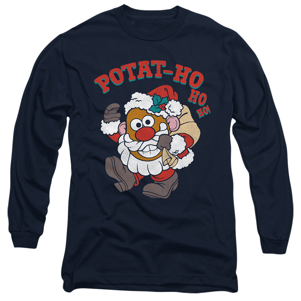 Mr Potato Head Ho Ho Ho Mens Long Sleeve Shirt Navy Officially Licensed