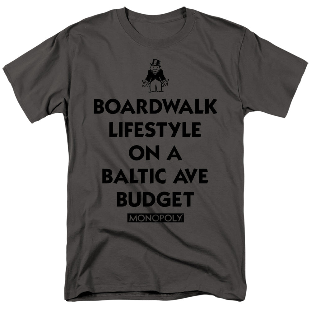 Monopoly Lifestyle Vs Budget Mens T Shirt Charcoal Officially Licensed