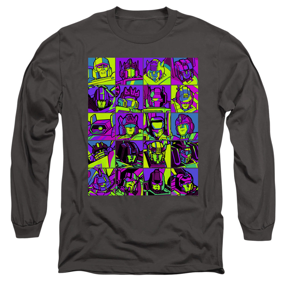 Transformers Transformer Squares Mens Long Sleeve Shirt Charcoal Officially Licensed