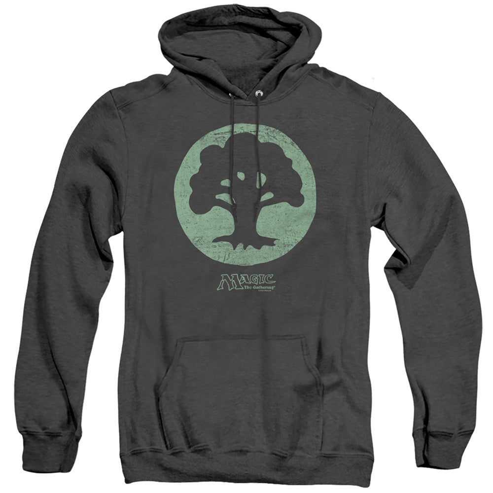 Magic The Gathering Green Symbol Mens Heather Hoodie Black Officially Licensed