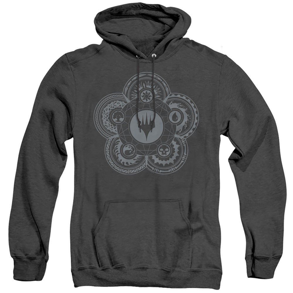 Magic The Gathering Icon Glyph Mens Heather Hoodie Black Officially Licensed