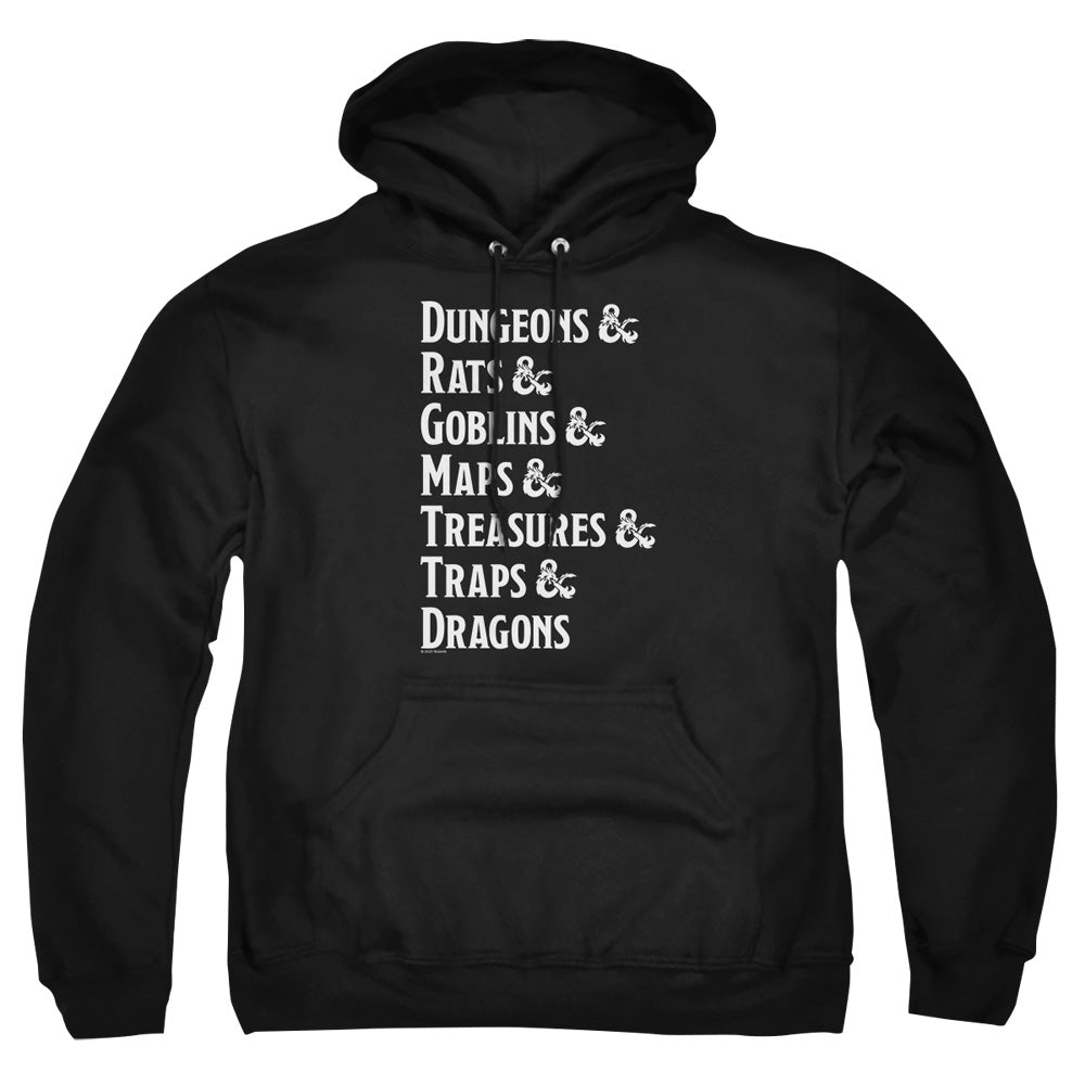 Dungeons And Dragons Dungeon List Mens Hoodie Black Officially Licensed