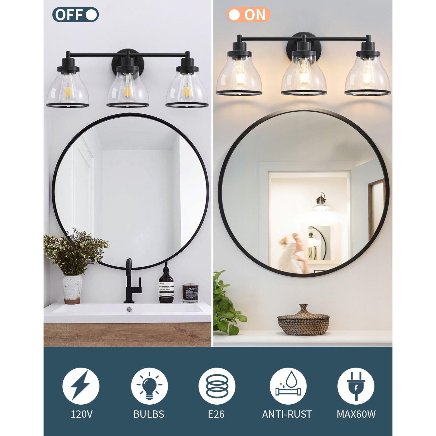 Hermosa Modern 3-Light Bathroom Vanity Light