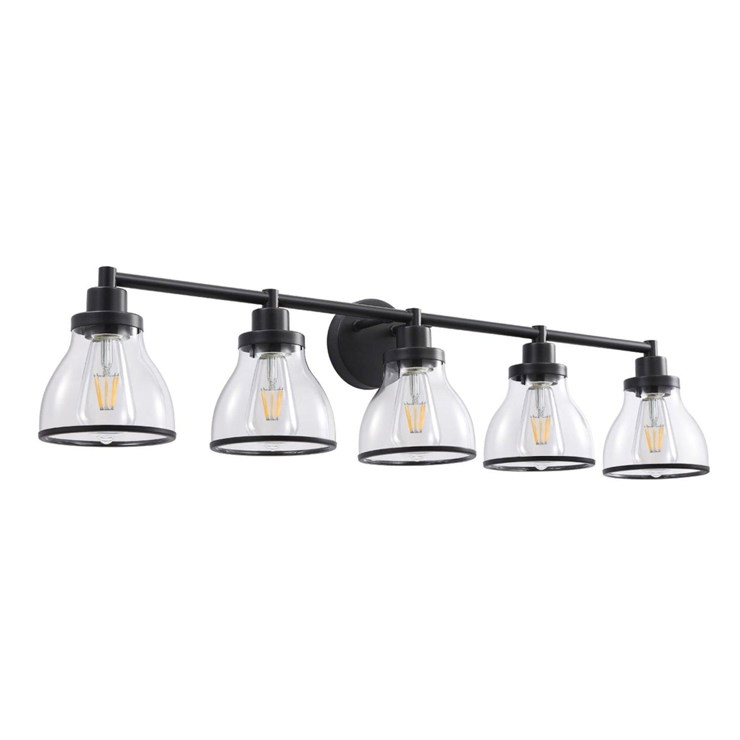Hermosa Modern Polished Nickel & Black 5-Light Bathroom Vanity Light