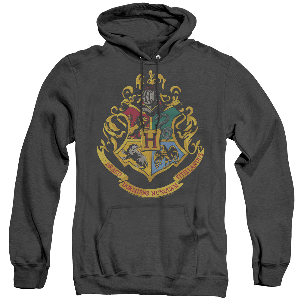 Harry Potter Hogwarts Crest Mens Heather Hoodie Black Officially Licensed