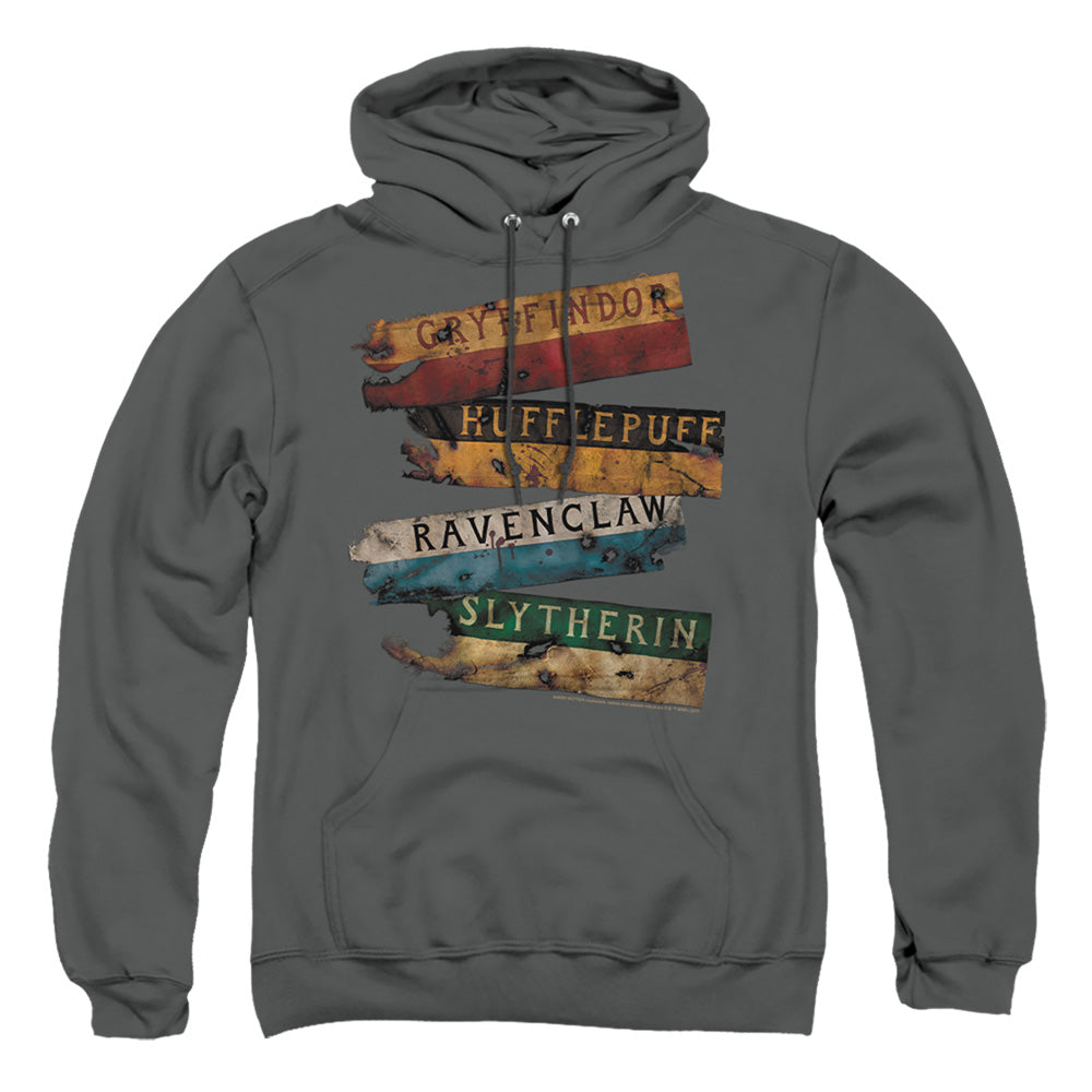 Harry Potter Burnt Banners Mens Hoodie Charcoal Officially Licensed