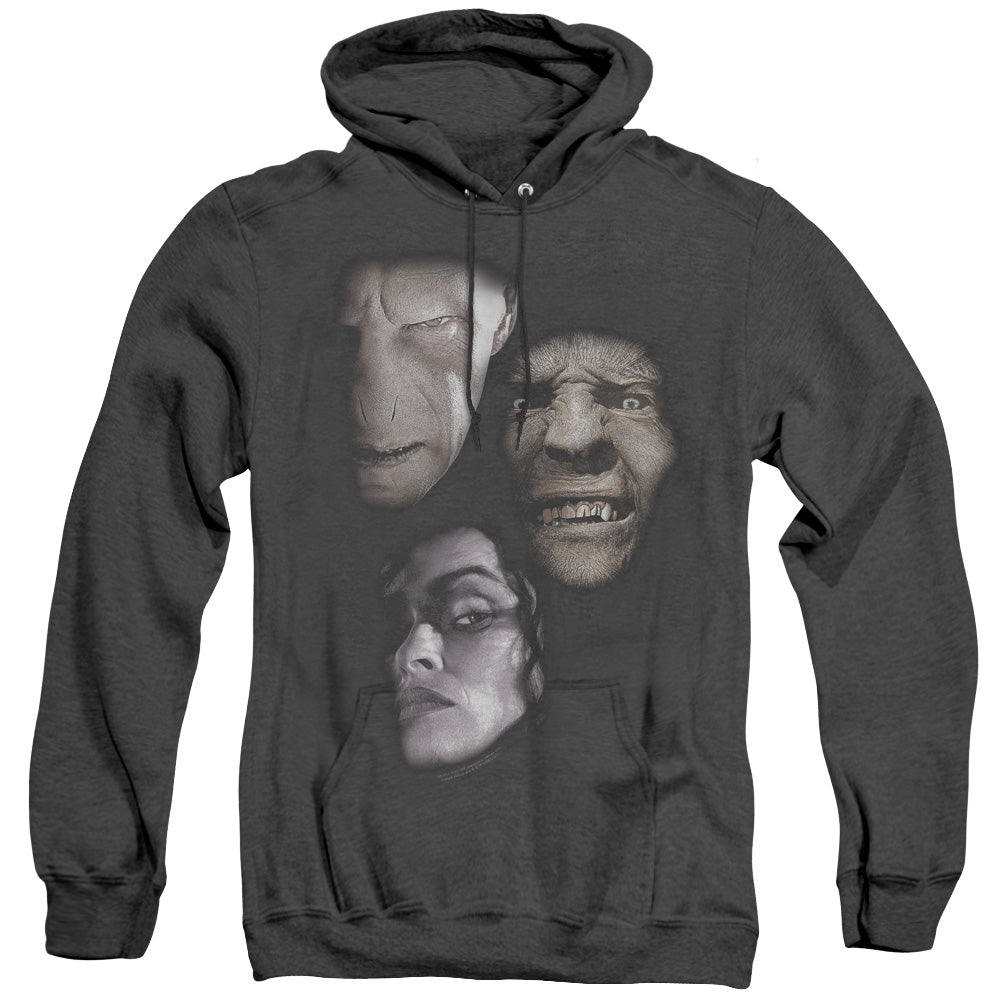 Harry Potter Villian Heads Heather Mens Hoodie Black Officially Licensed