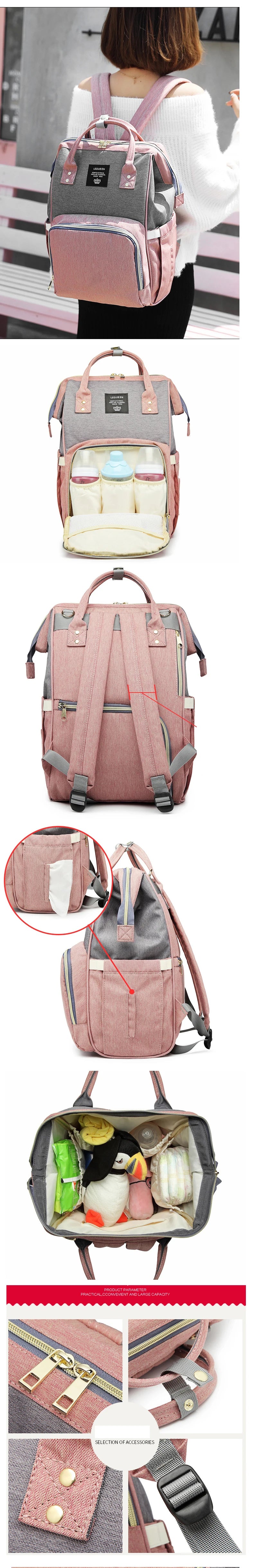 LeQueen LuxeCare — Fashion Maternity Nappy Backpack for Modern Moms & Super Dads