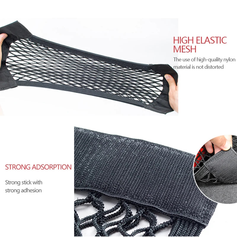 Car Trunk Mesh Organizer Storage Net Seat Back Bag Universal SUV Boot String Pockets Auto Magic Tape Fire Extinguisher Network - THOOBO!