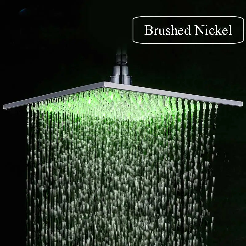 ColorStorm: 16" LED Rainfall Shower Head – Matte Black Brass Luxury That Glows