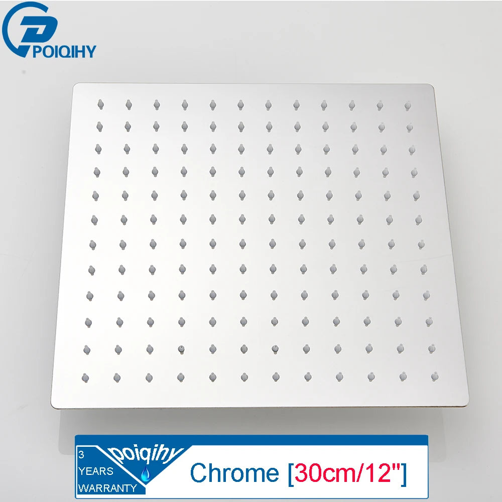 Golden Rain Deluxe – POIQIHY Ultra-Thin Chrome Shower Head 12” of Pure ‘I’m Never Leaving This Bathroom’ Bliss