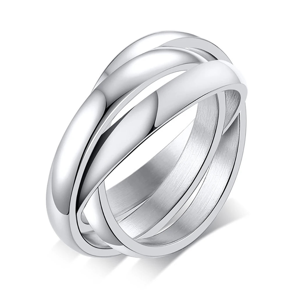TriAura CeramiGold Ring Set — 3-Round Stack, 18K Glow, Stainless Strength (Sizes 5–14)
