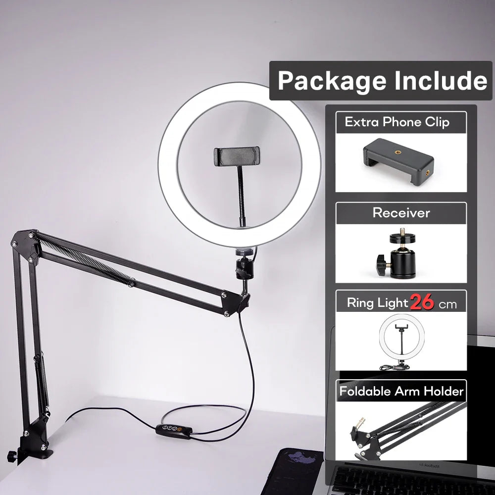 Selfie Ring Light Photography Light LED Lamp With Tripod For Phone Holder Stand Accessories Lamp For Photo Live Video Streaming