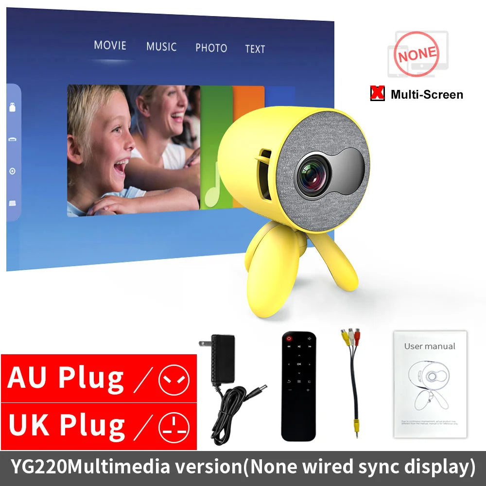 LEJIADA YG220 Mini Projector 3.5mm Audio Phone with screen Update Version Portable Pocket Cute Projector Video Player Kids Gift