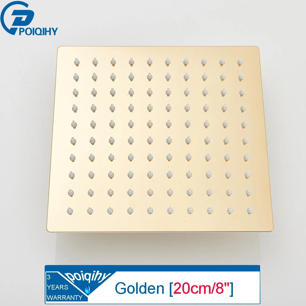 Golden Rain Deluxe – POIQIHY Ultra-Thin Chrome Shower Head 12” of Pure ‘I’m Never Leaving This Bathroom’ Bliss