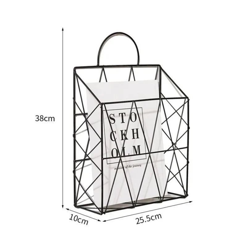 Wall Newspaper Magazine Racks Nordic Metal Iron Wall Hanging Holder Book Shelf Storage Organizer DIY Home Storage Decoration - THOOBO!