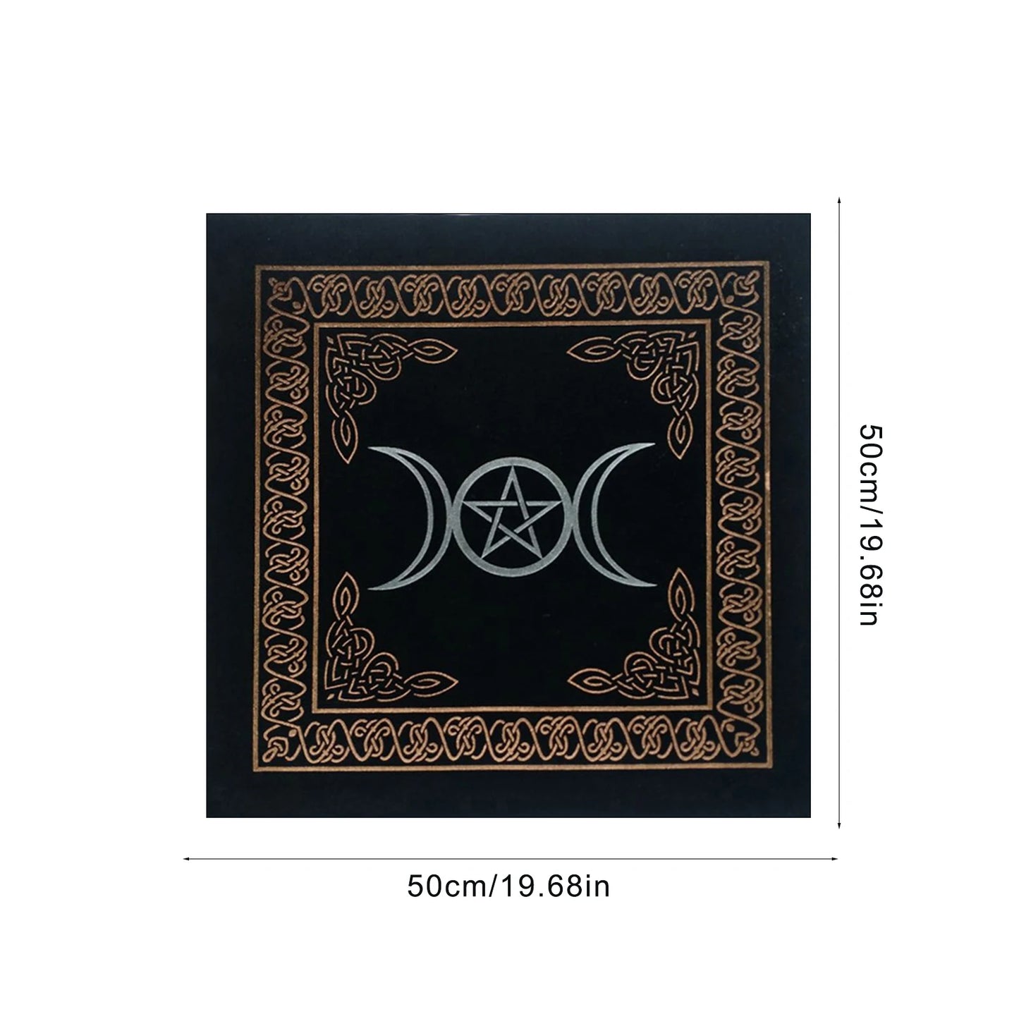 MysticMoon 50x50cm Triple Moon Tarot Cloth – Velvet Witchcraft Altar Pad for Cards, Runes & Rituals - THOOBO!