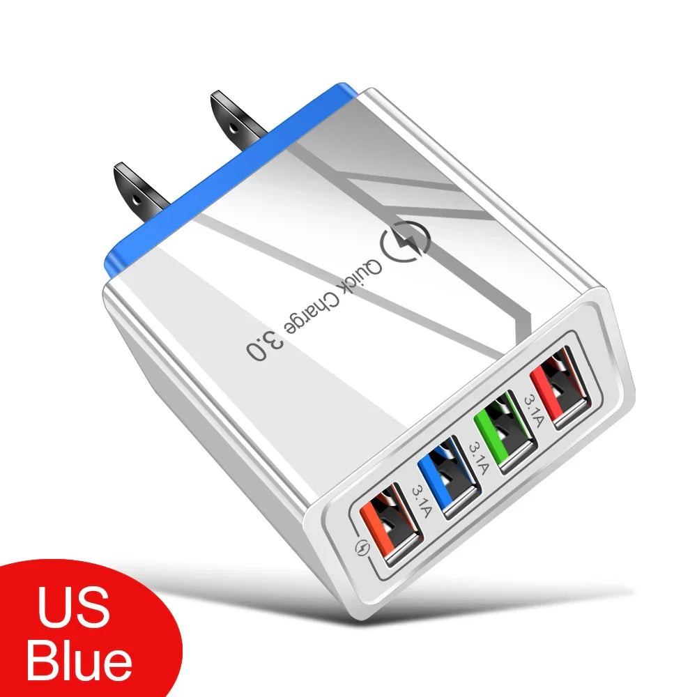For iPhone 14 USB Charger Quick Charge 3.0 For Samsung Xiaomi mi Tablets Mobile Phone Charger Adapter EU/US Plug Fast Charging