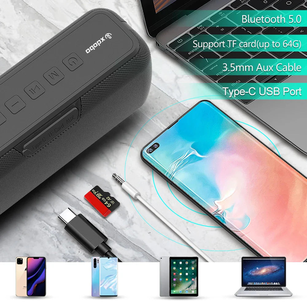 XDOBO Hot Sale X8 60W Portable Outdoor Speakers Bluetooth Wireless Bass Subwoofer Waterproof 6600mAh TWS Function Support TF/AUX