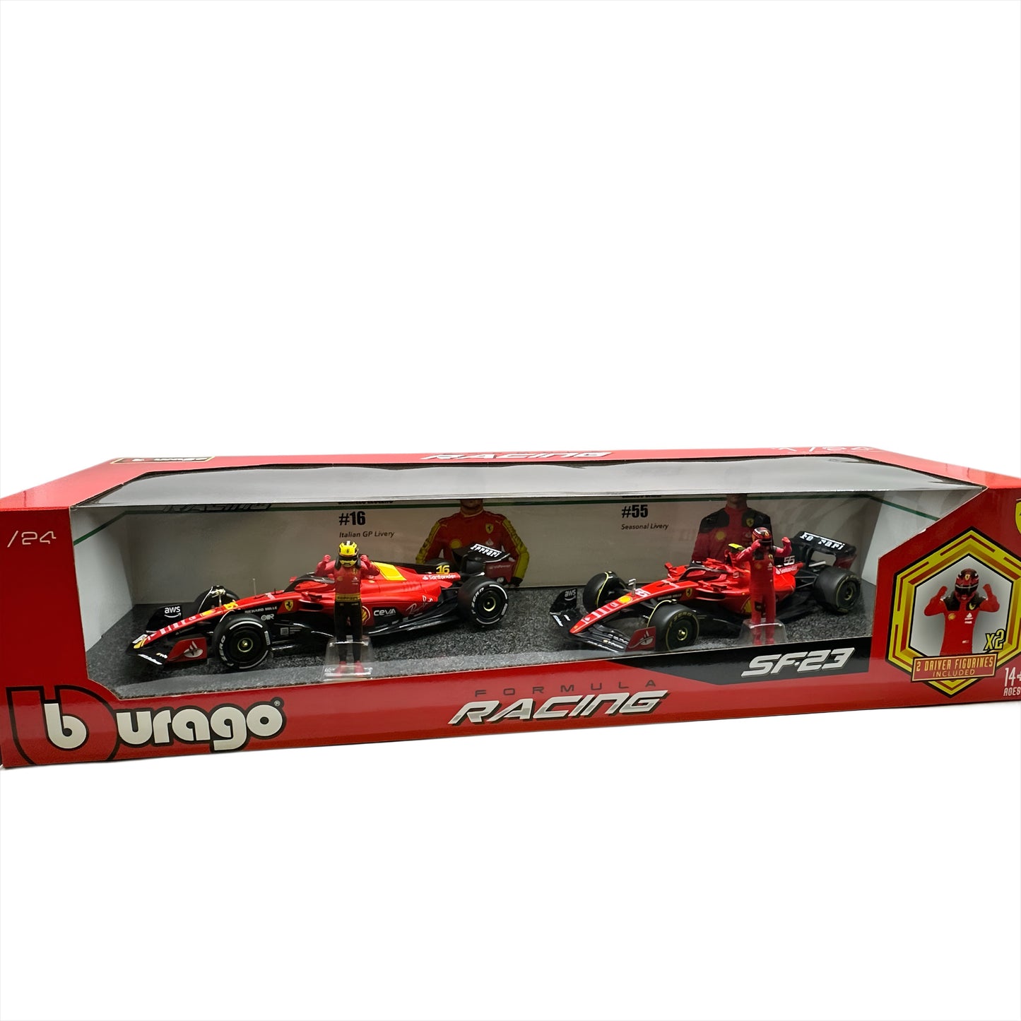 Bburago Formula One Racing 1:24 scale Race Cars with Driver Figures 2-Pack